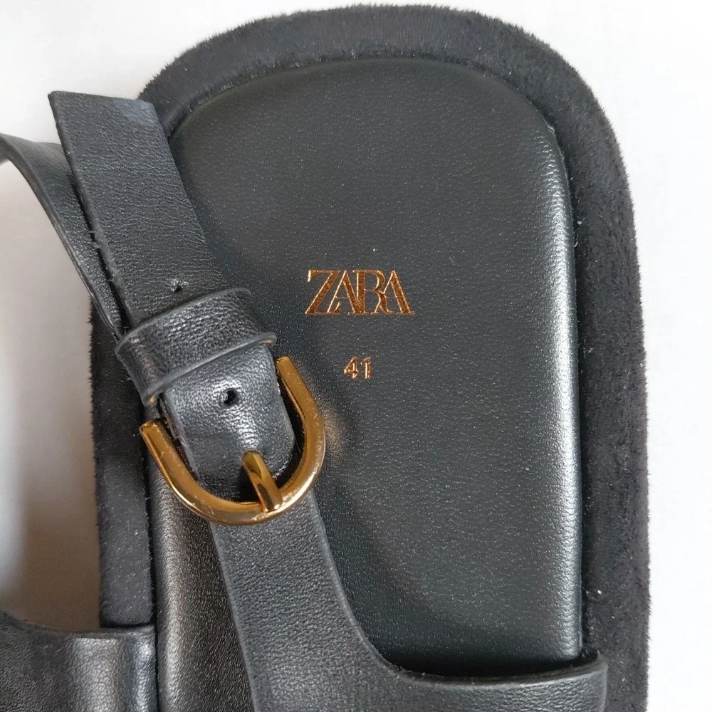 Zara Black Platform T-strap Sandals - Picture 3 of 8